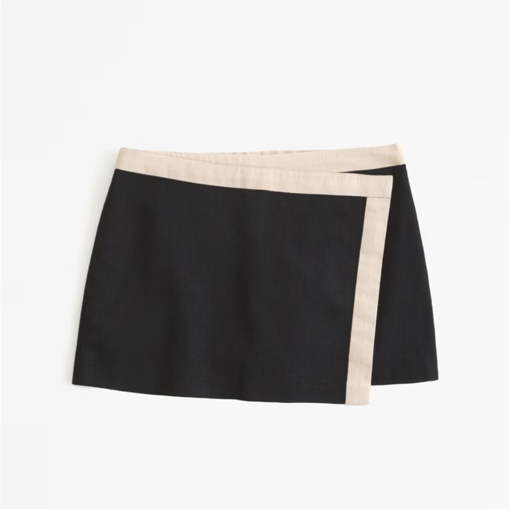 Mid Rise Linen-Blend Tailored Mini Skort